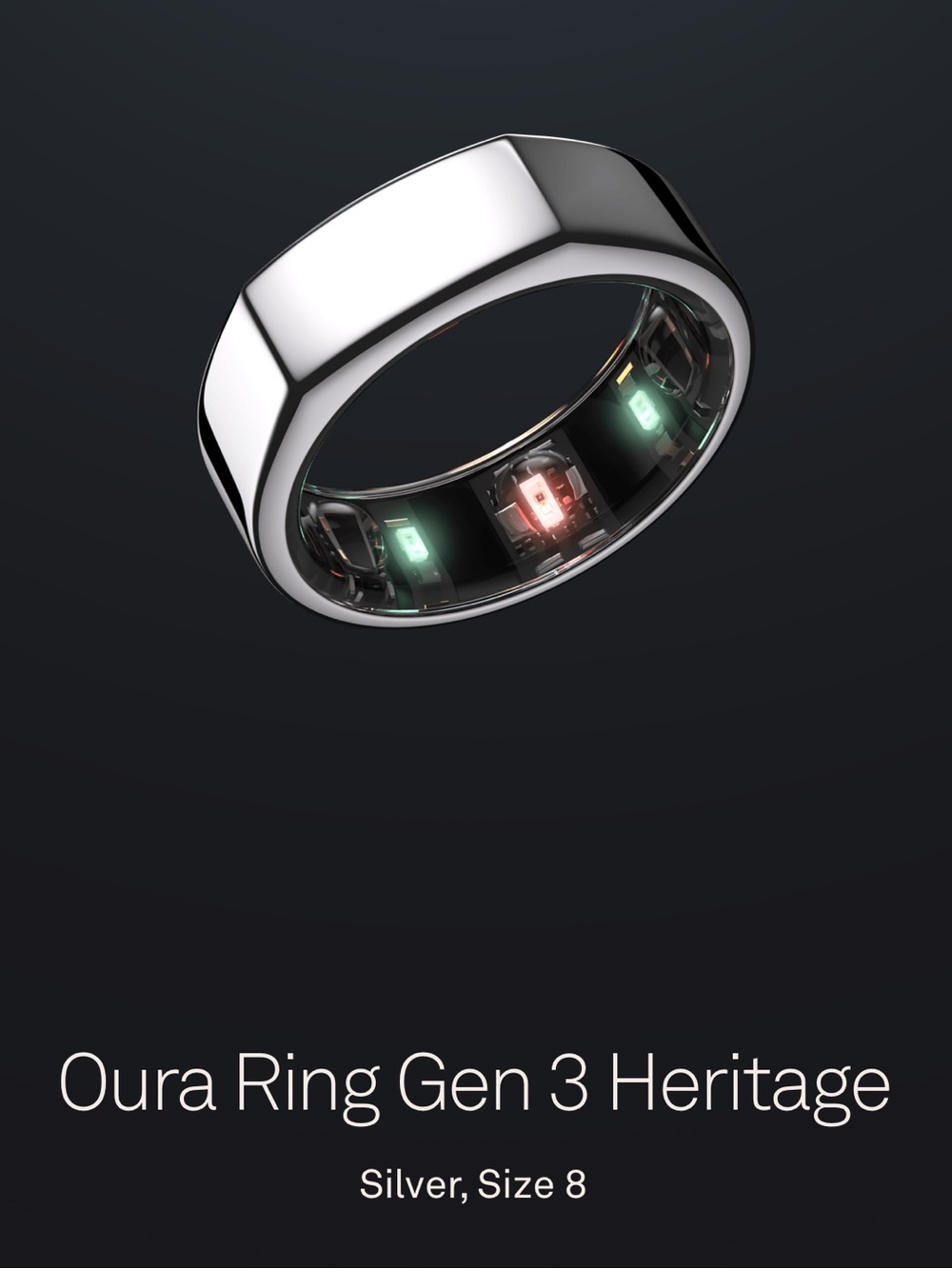 Oura Ring Gen 3 Heritage Silver, Size 8